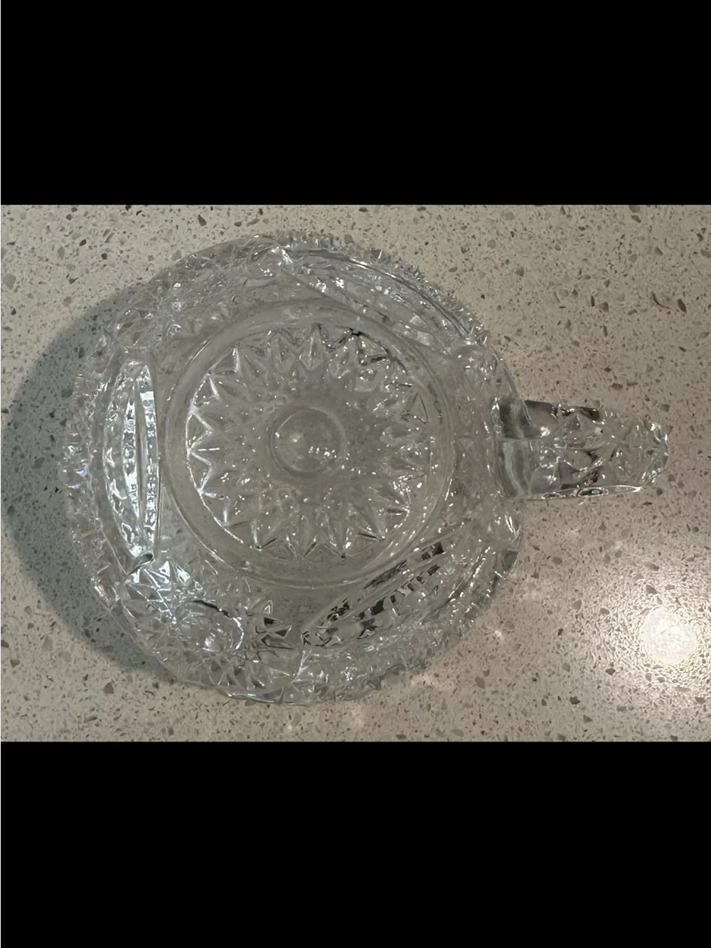 Cut Glass Etched Crystal-Look Pitcher Mug - Clear